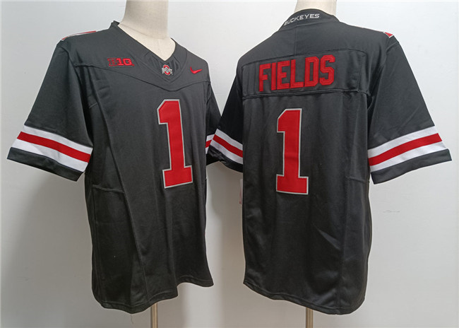 Men's OSU Buckeyes Black 2023 college football Justin Fields #1 away