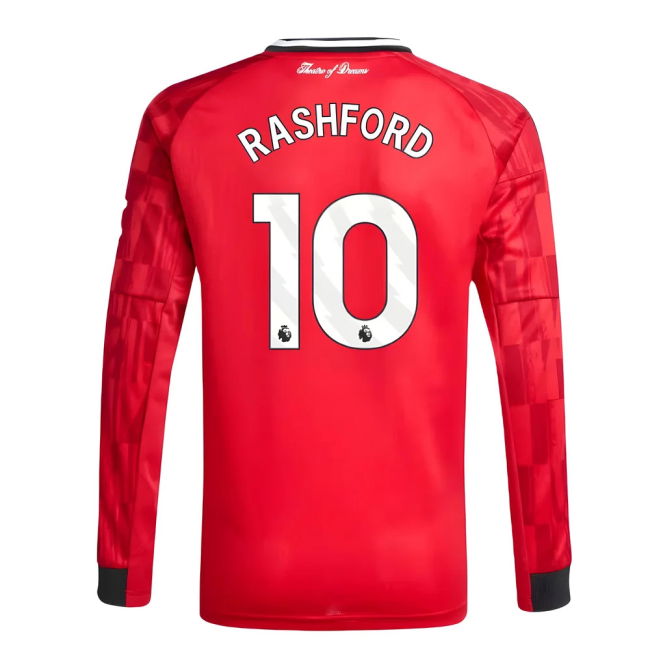 2025-2026 Man Utd Long Sleeve Home Jersey (Kids) (Rashford 10)
