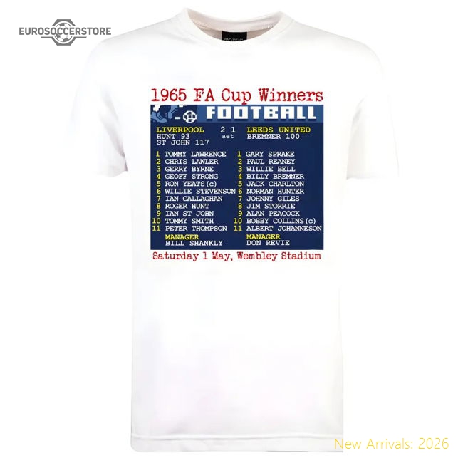 Official 1965 Fa Cup Final (liverpool) Retrotext T-shirt - White