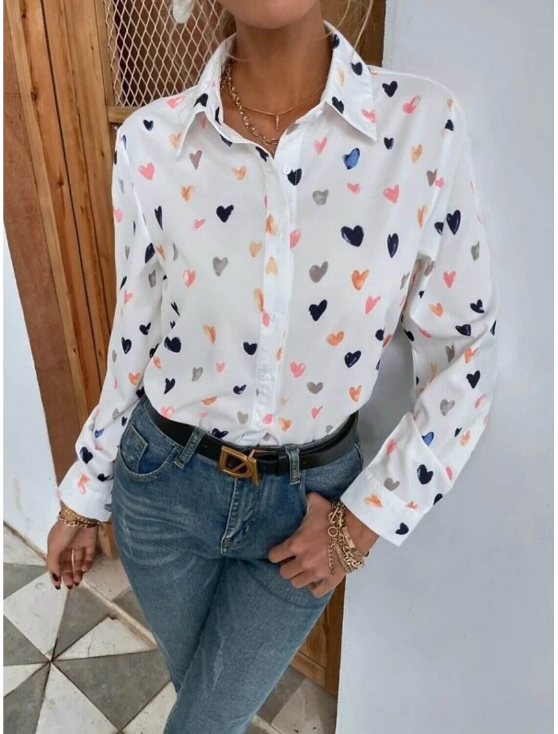Women's Shirt Blouse Stylish Casual Butterfly Regular Tops Long Sleeve Shirt Collar Buttons Print Regular Fit Daily Summer Spring