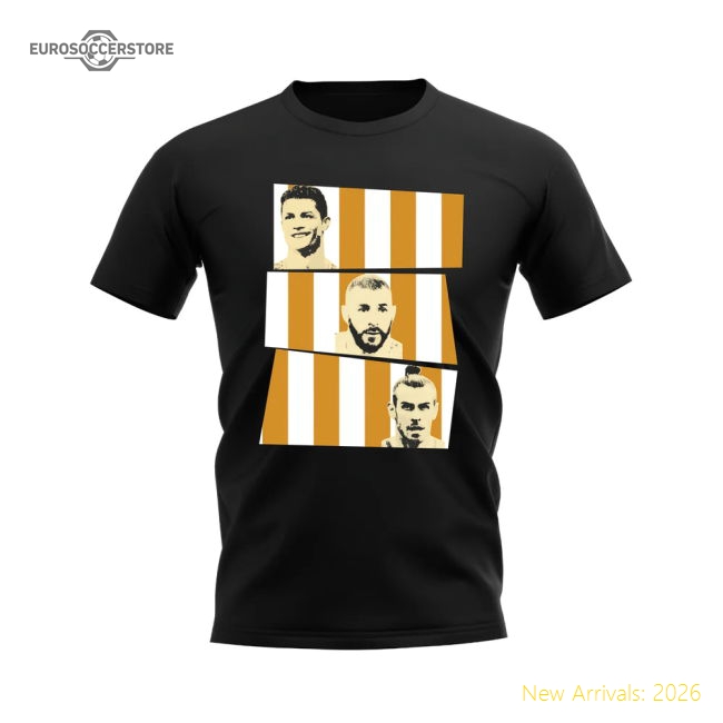 Premium-grade Ronaldo Benzema Bale Real Madrid Trio T-shirt (black)