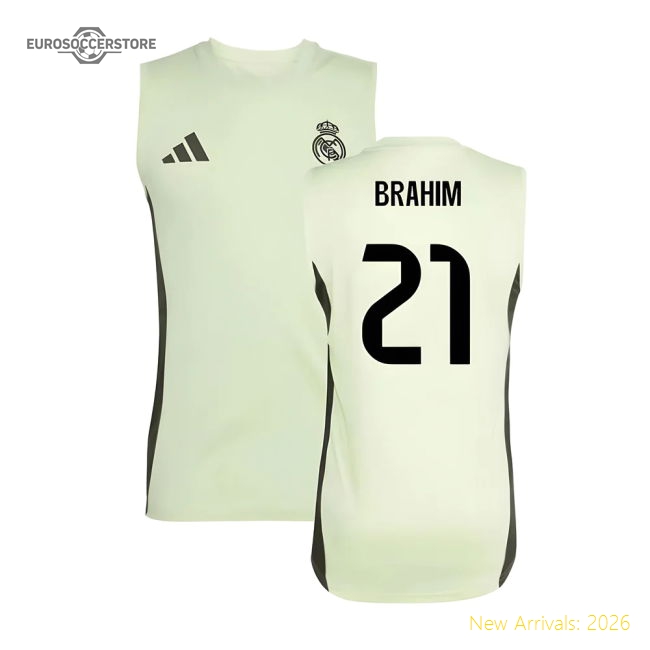 Premium 2025-2026 Real Madrid Sleeveless Training Jersey (Almost Lime) (Brahim