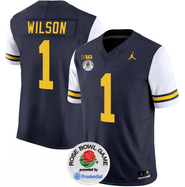 Men's U-M Wolverines White 2023 game day Roman Wilson #1 match worn