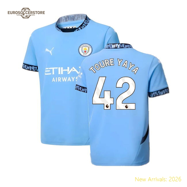 2024-2025 Man City Kids Safe Jersey Toure Yaya Climacool