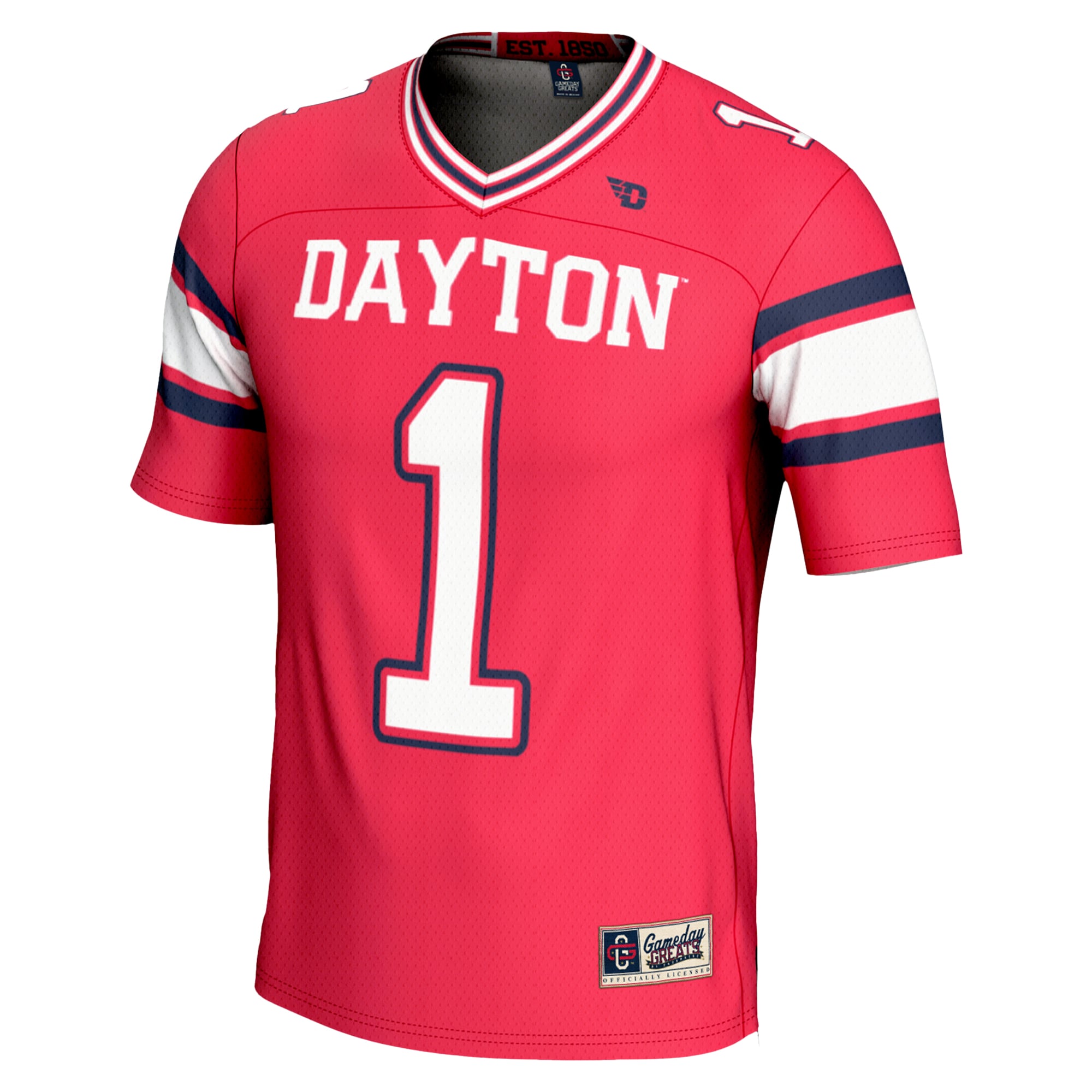 Youth #1 Red Dayton Flyers Endzone Football Jersey