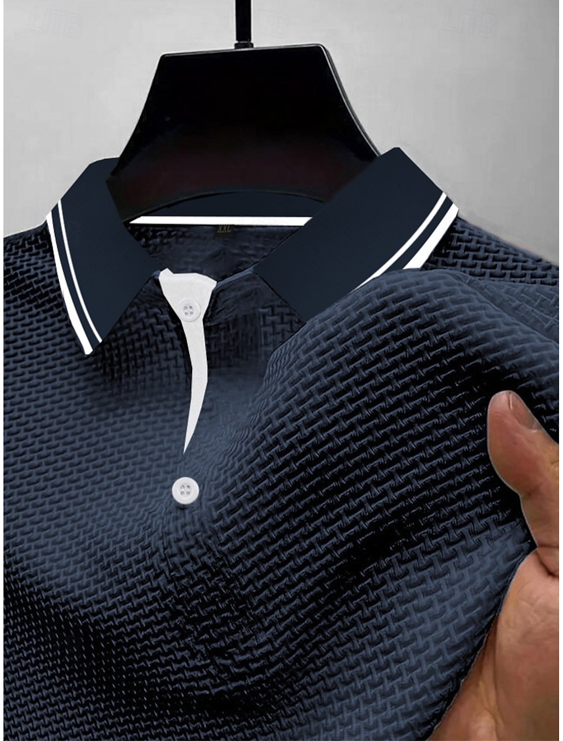 Men's Polo Ice Silk Seersucker Polo Casual Business Ribbed Polo Collar Short Sleeve Fashion Basic Solid Color Buttons Summer Spring & Fall Regular Fit Black White Navy Blue Light Blue Polo