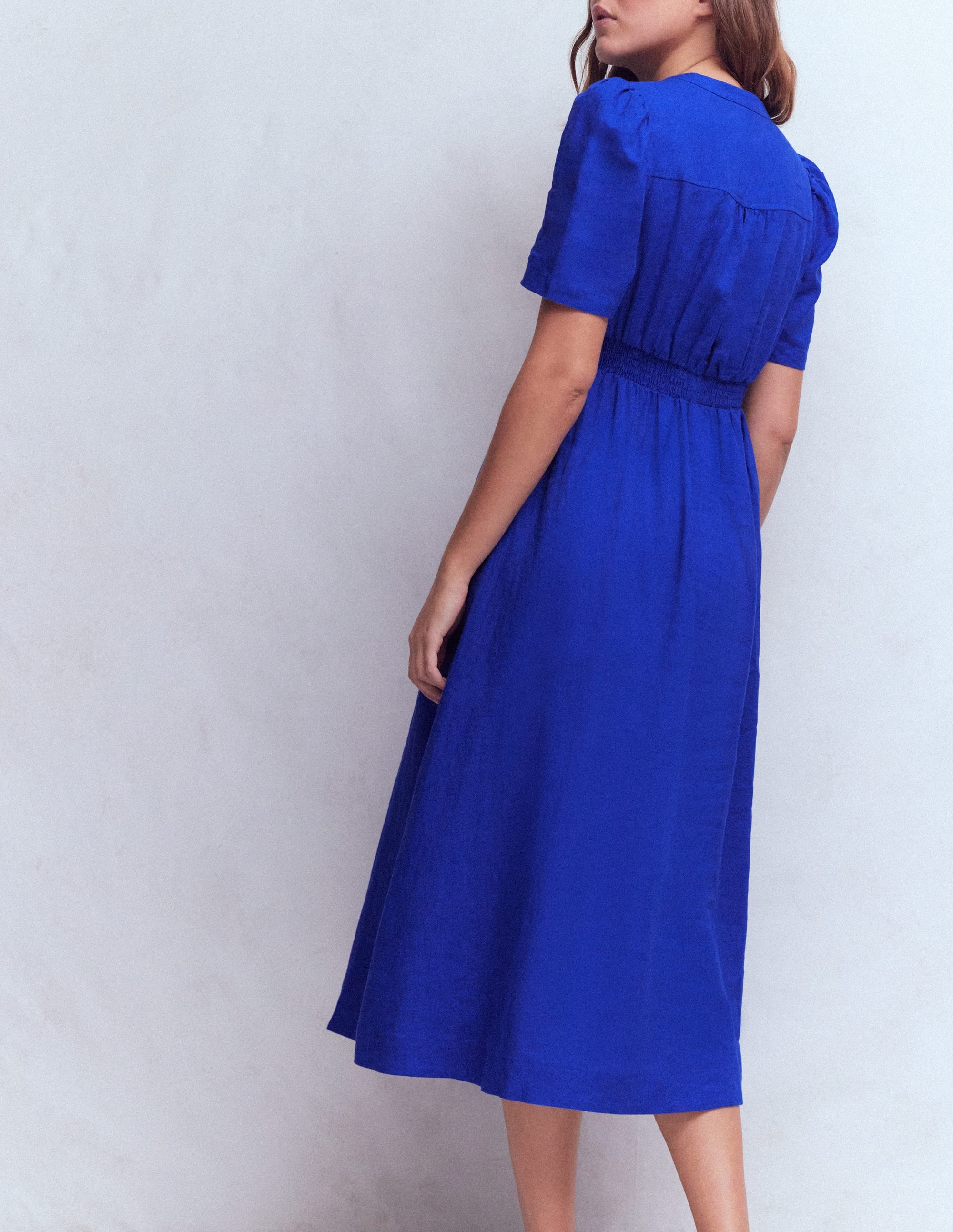 Ivy Placket Linen Midi Dress