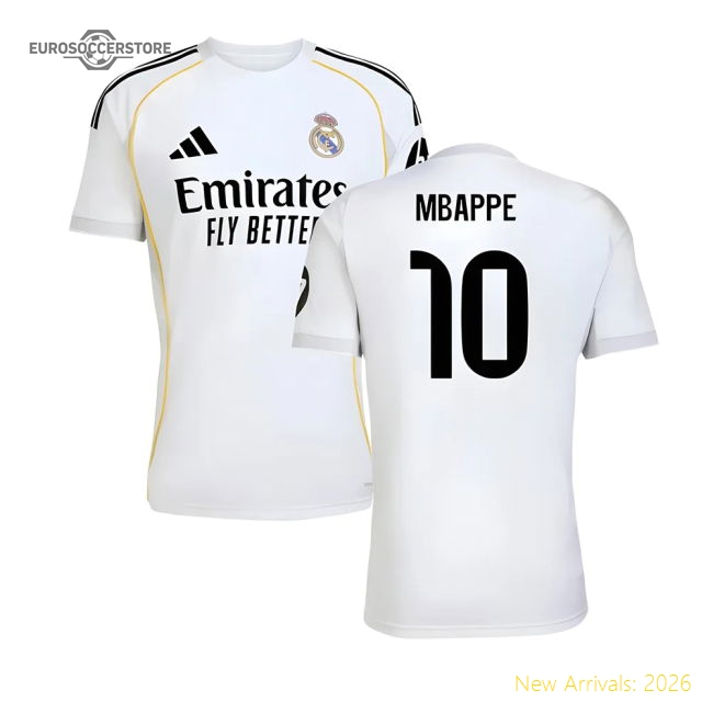 Authentic Real Madrid Home Mbappe Jersey 2025-2026 Moisture-wicking