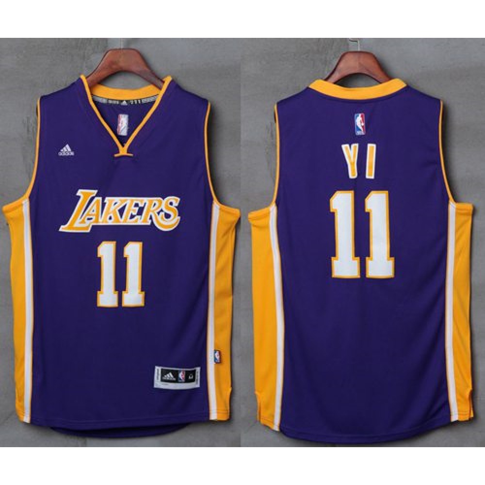 Game Day High-Quality Men's Lakers #11 Yi Purple Basketball Jersey