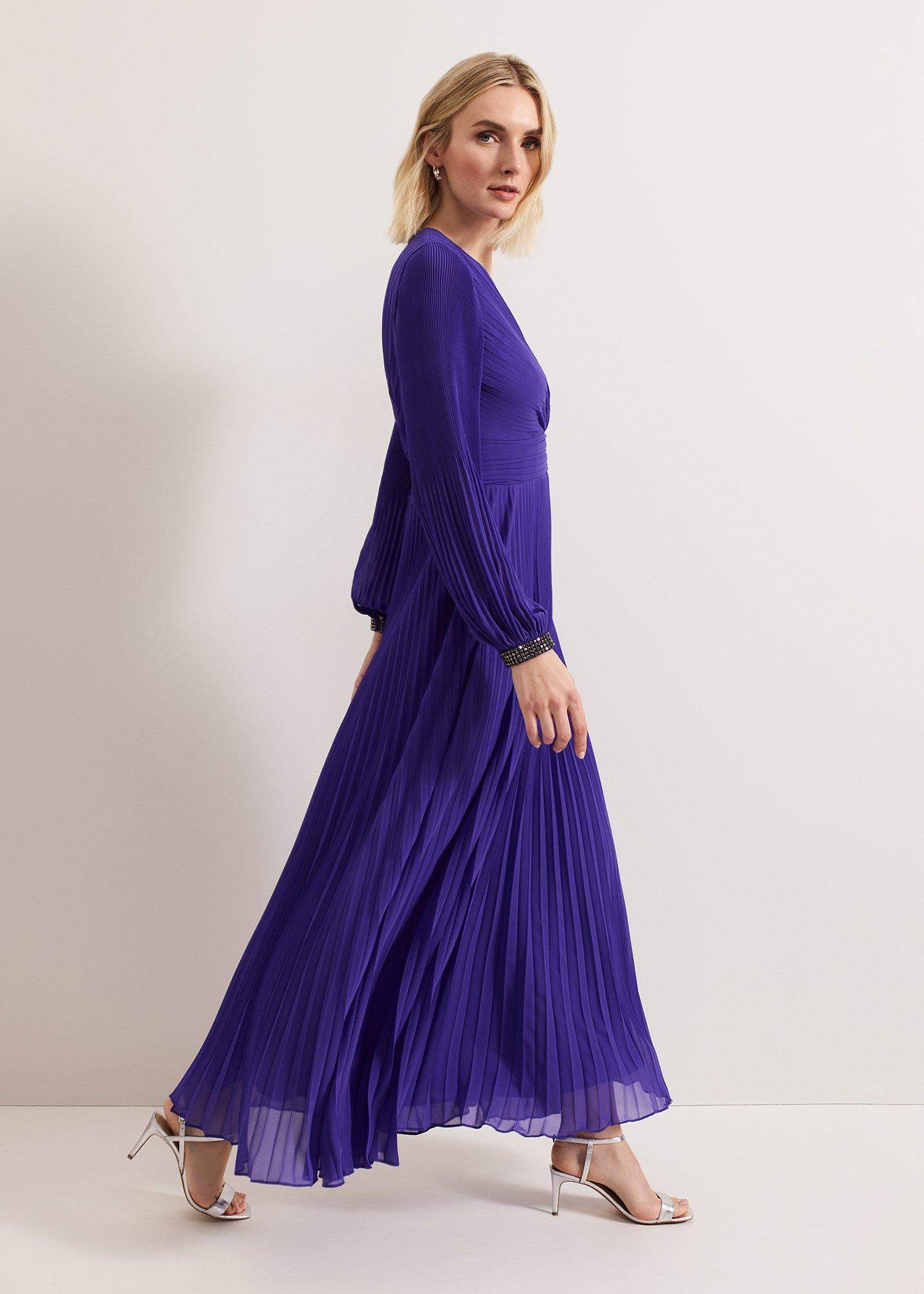 Vila Beaded Pleated Maxi Dress