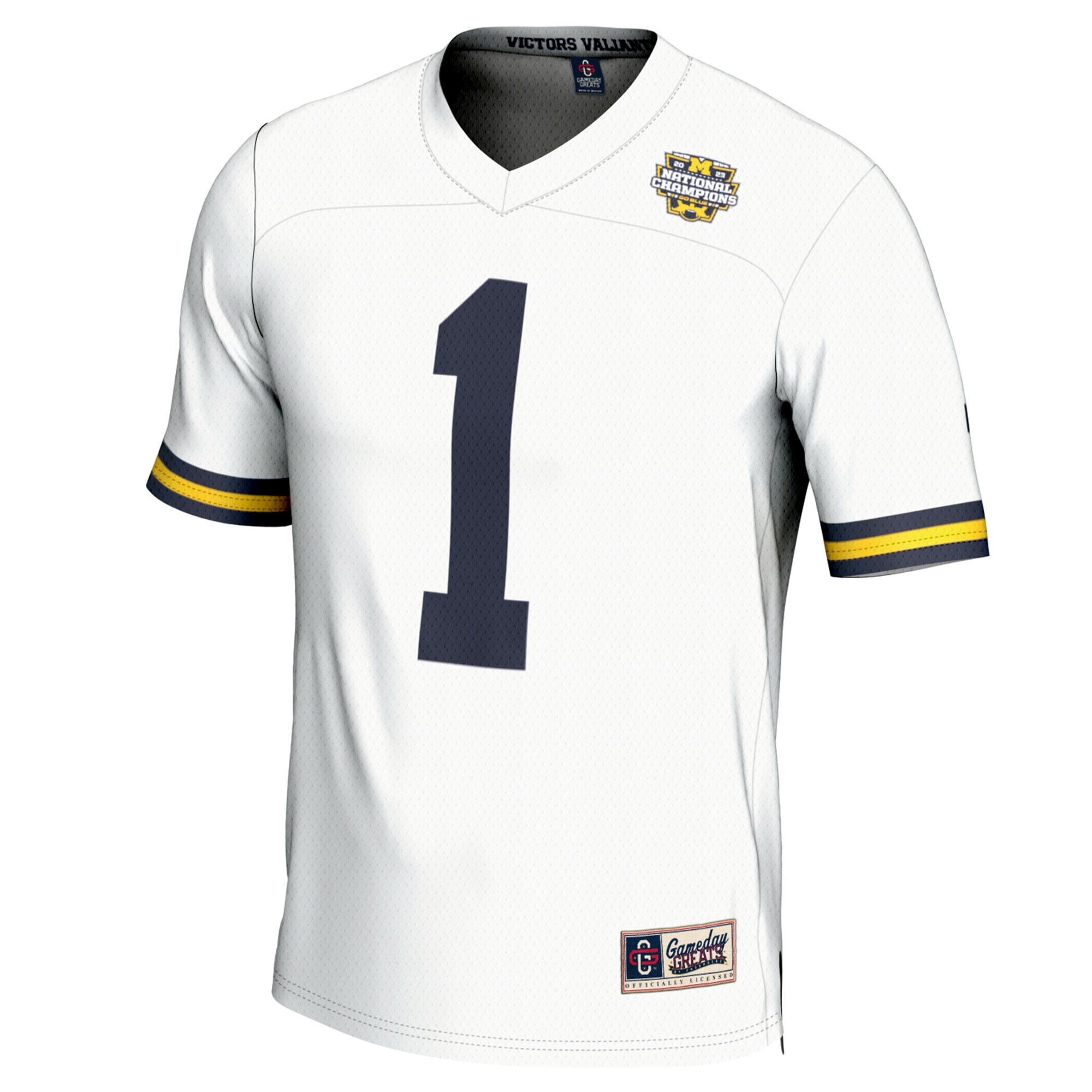 #1 Michigan Wolverines GameDay Greats Youth College Football Playoff 2023 National Champions Lightweight Fashion Jersey - White