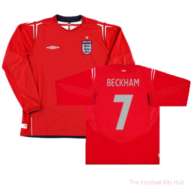 England 2004-2006 Away L/S Shirt (L) (Excellent) (Beckham 7)