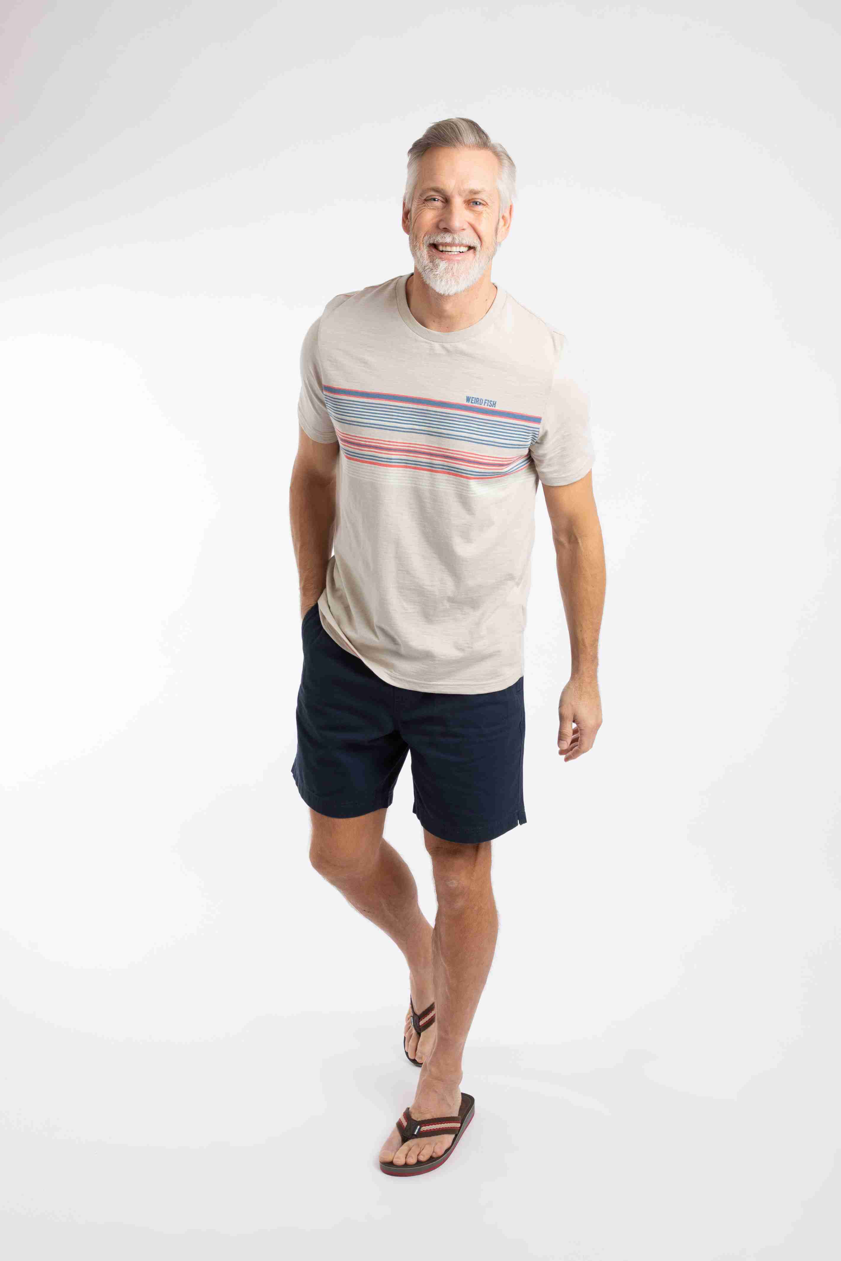 Cody Printed Stripe T-Shirt Egg Shell
