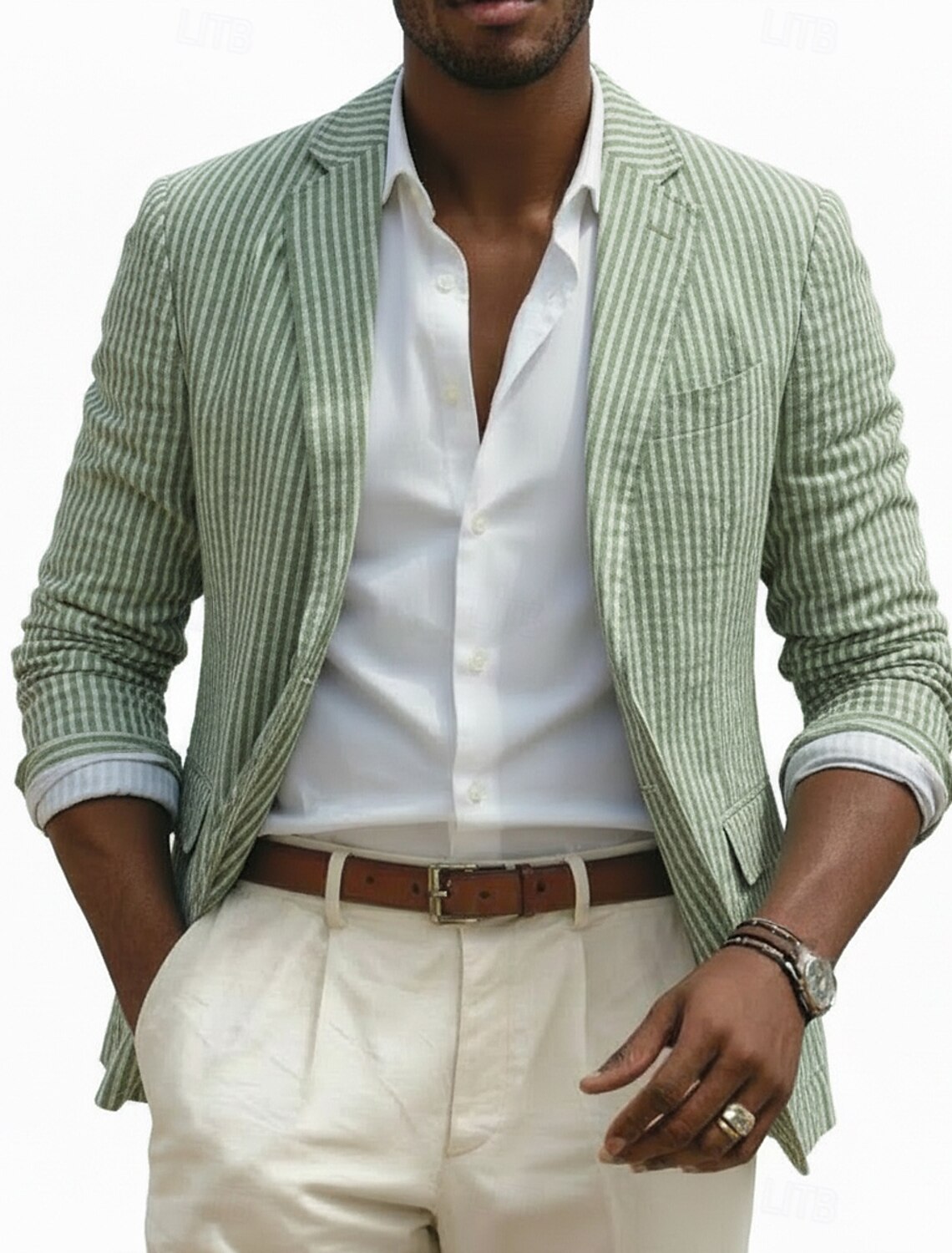 Men's Tuxedos Linen Suits Beach Wedding Light Khaki Sky Blue Summer