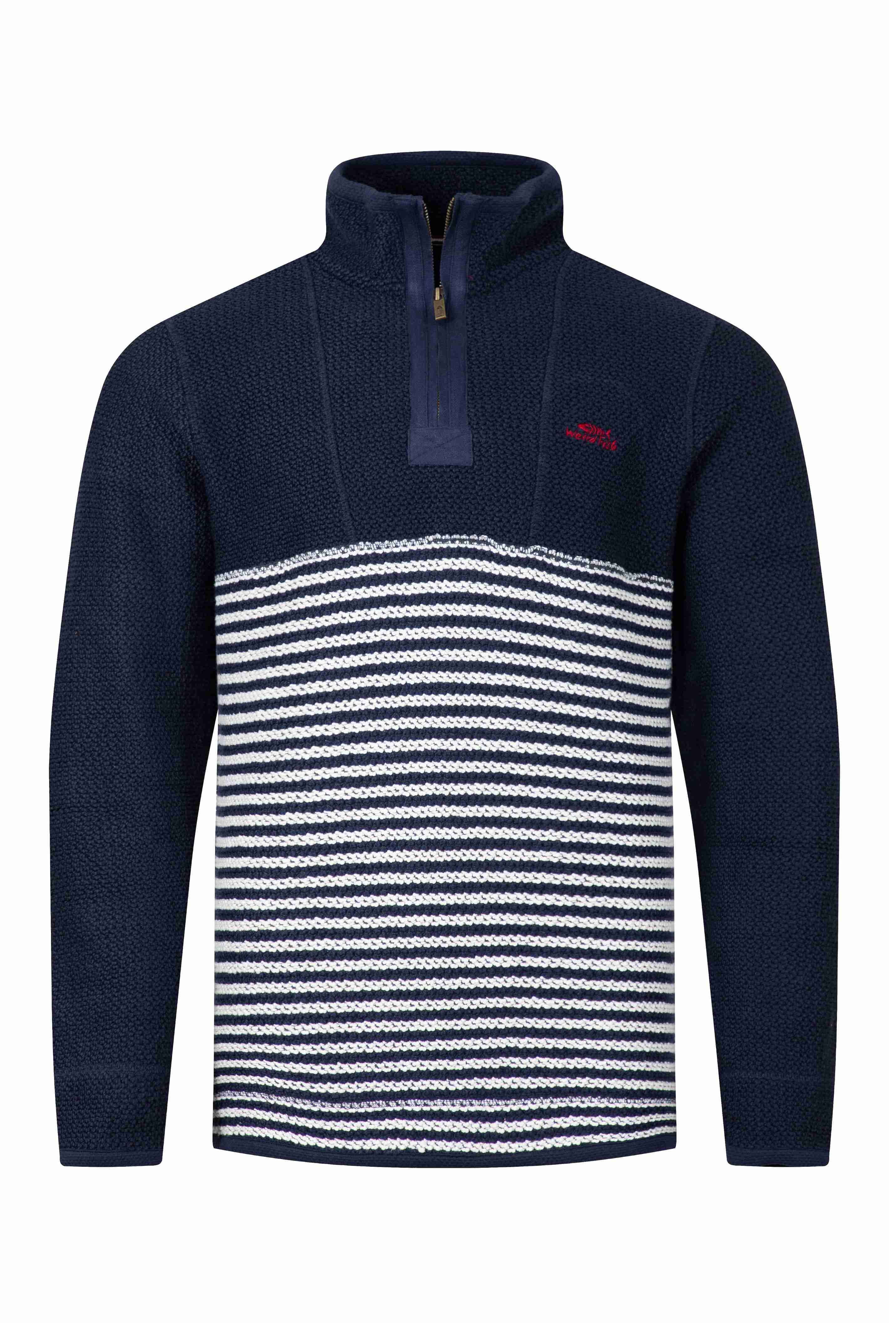 Gable 1/4 Zip Striped Macaroni Sweatshirt Rich Navy