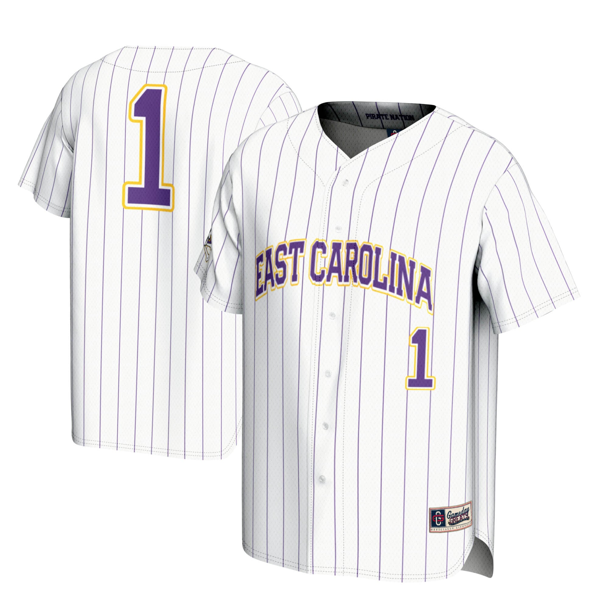 [NJP] ECU Pirates GameDay Greats Lightweight Baseball Jersey - White