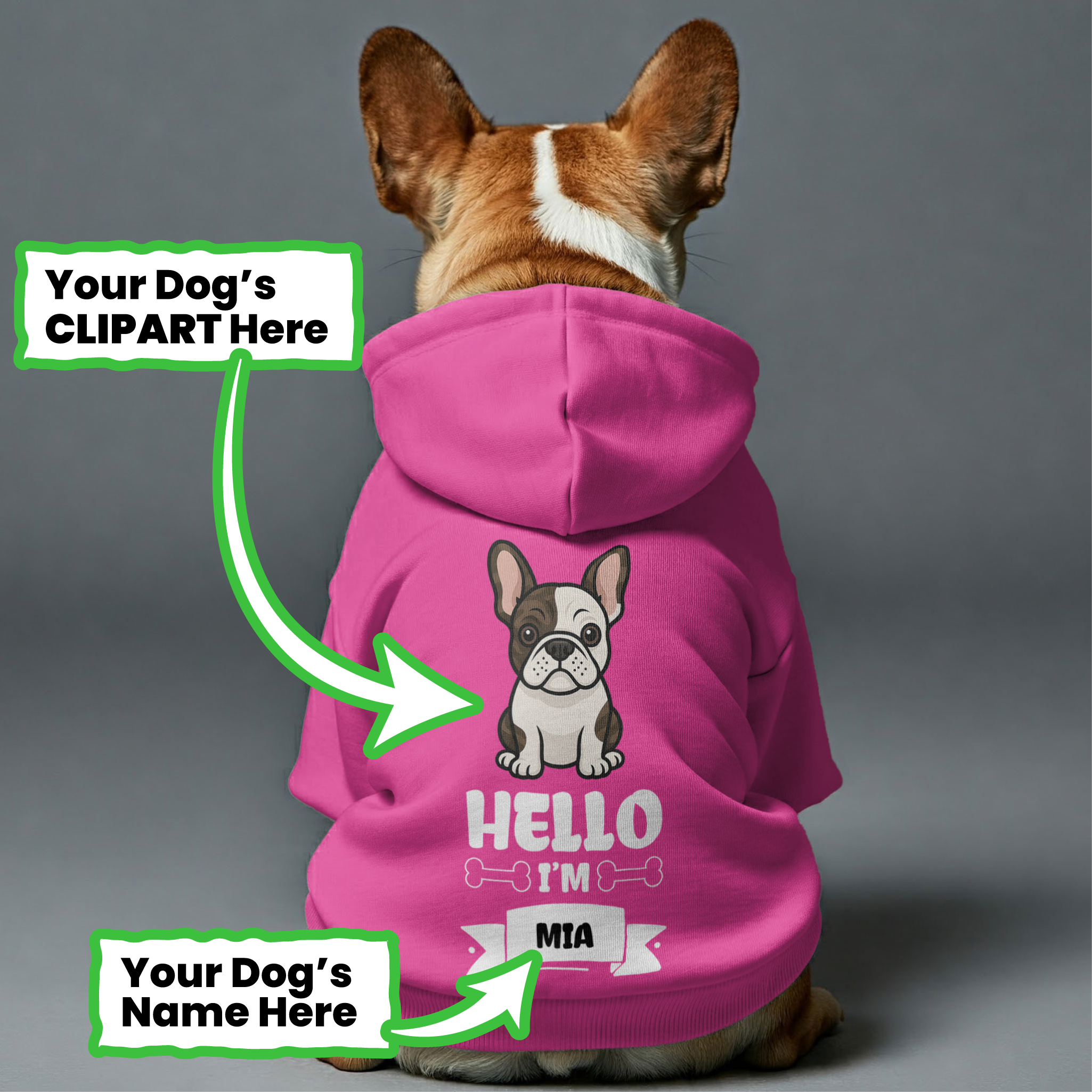 Fashion-Forward Hello - Personalized French Bulldog Hoodies With Funn...