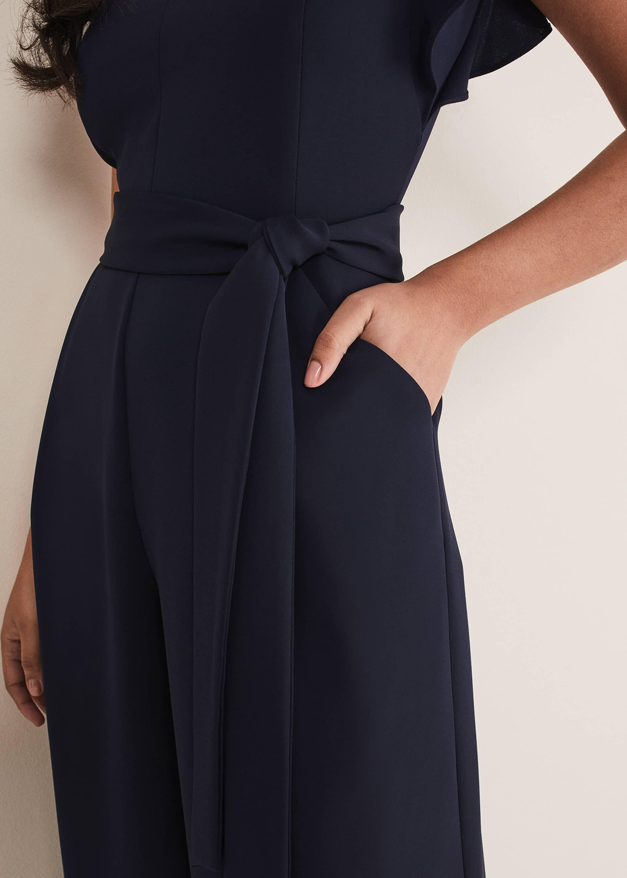 Petite Kallie V Neck Frill Jumpsuit