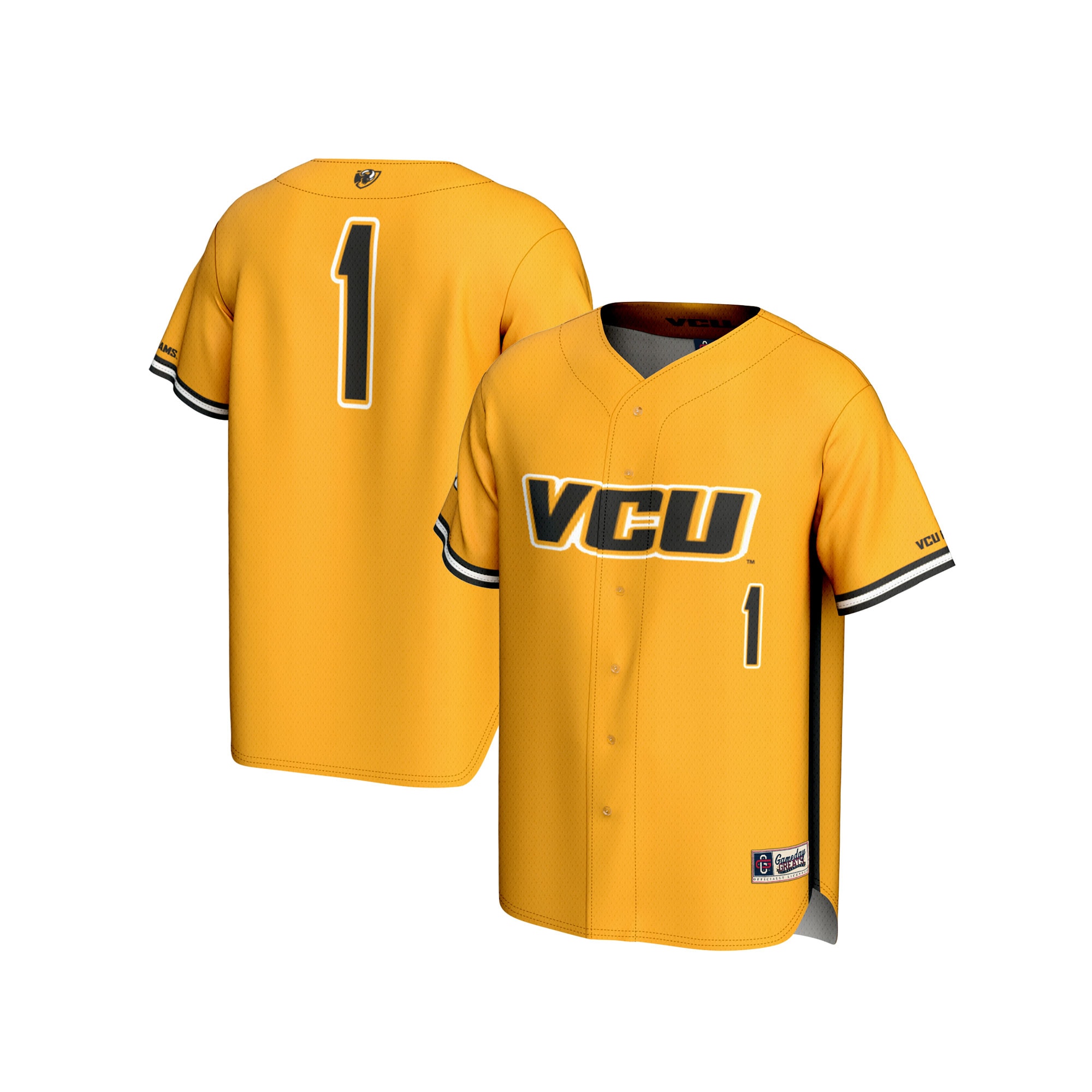 [NJP] VCU Rams GameDay Greats Youth Lightweight Baseball Fashion Jersey - Gold