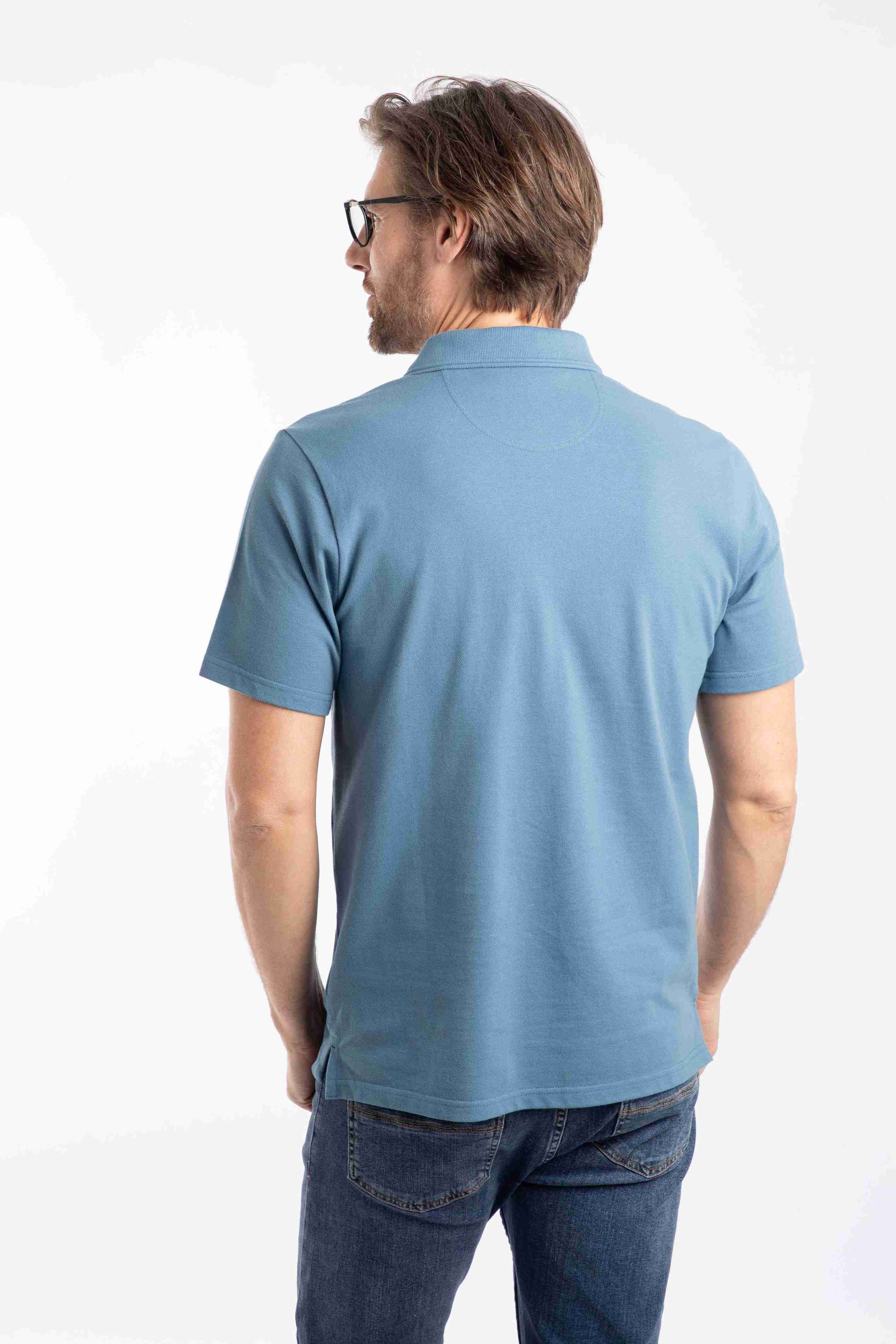 Miles Pique Polo Shirt Faded Blue