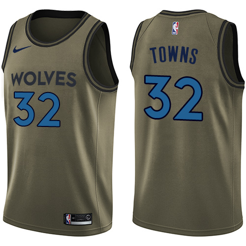Nike Minnesota Timberwolves #32 Karl-Anthony Towns Green Salute to Service Youth NBA Swingman Jersey Youth