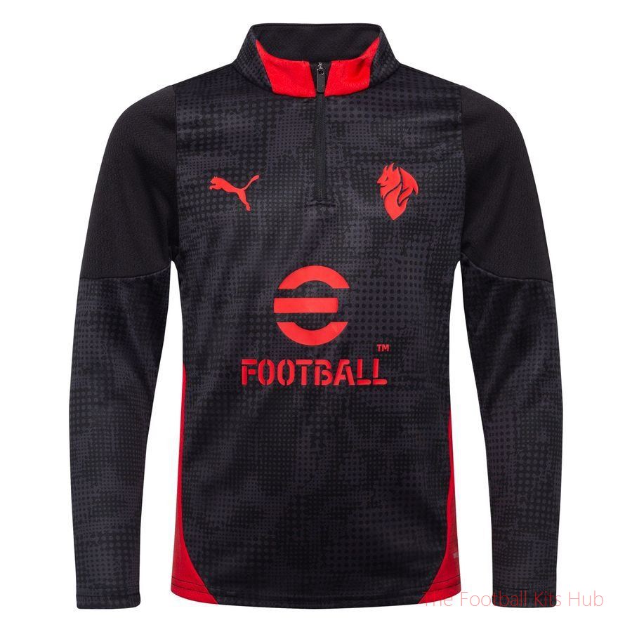 AC Milan Training Shirt 1/4 Zip - PUMA Black/For All Time Red Kids