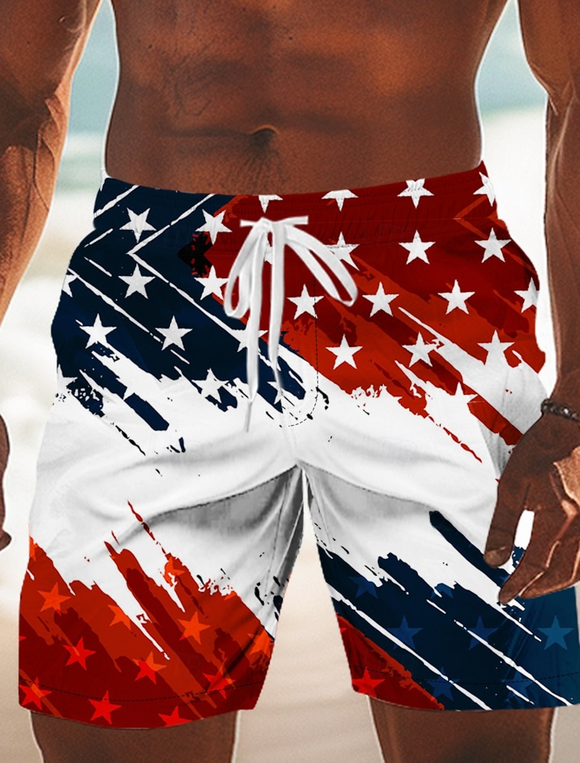 Men's 4th of July U.S. 250th Anniversary American Flag Lined Shorts 2 in 1 Board Shorts Swim Shorts Mid Waist Patriotic Holiday Side Pockets With Compression Liner Elastic Drawstring Waist Designer