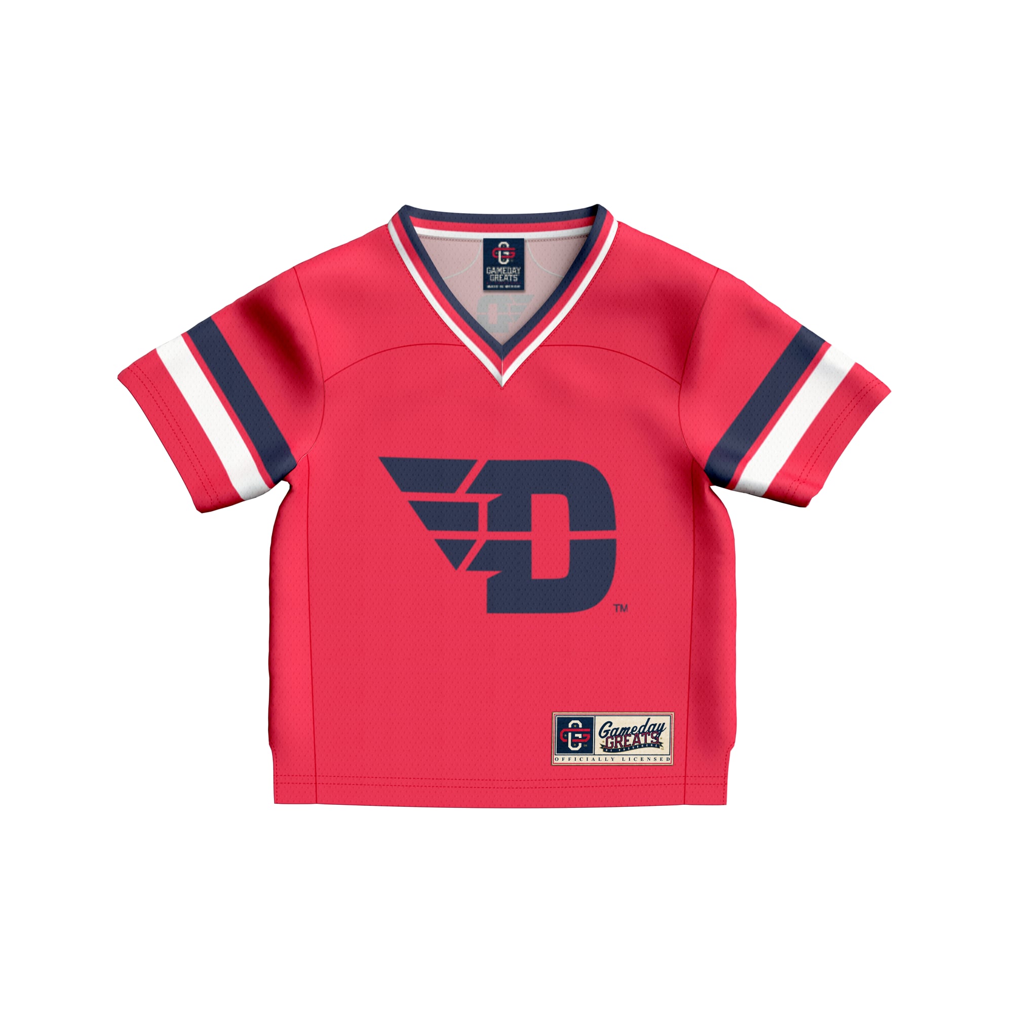 Toddler #1 Red Dayton Flyers Collegiate Football Fashion Jersey