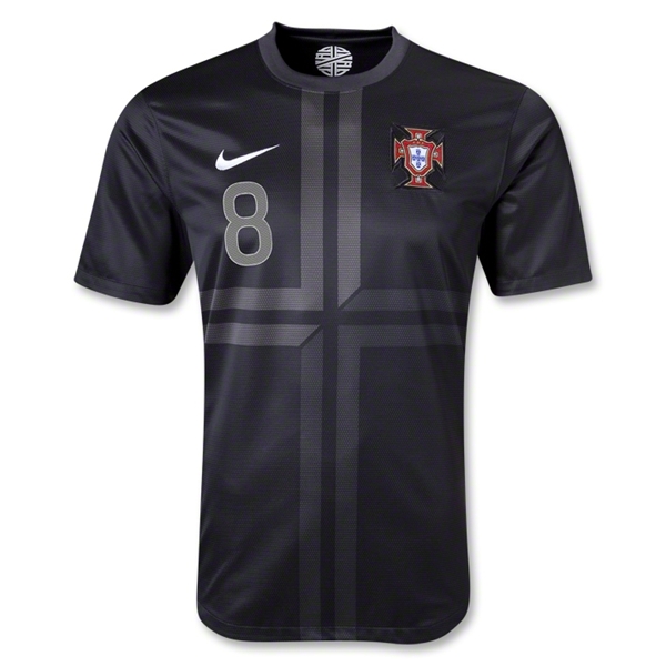 Official Quick Dry 2013 Portugal 8 JMOUTINHO Away Black Shirt