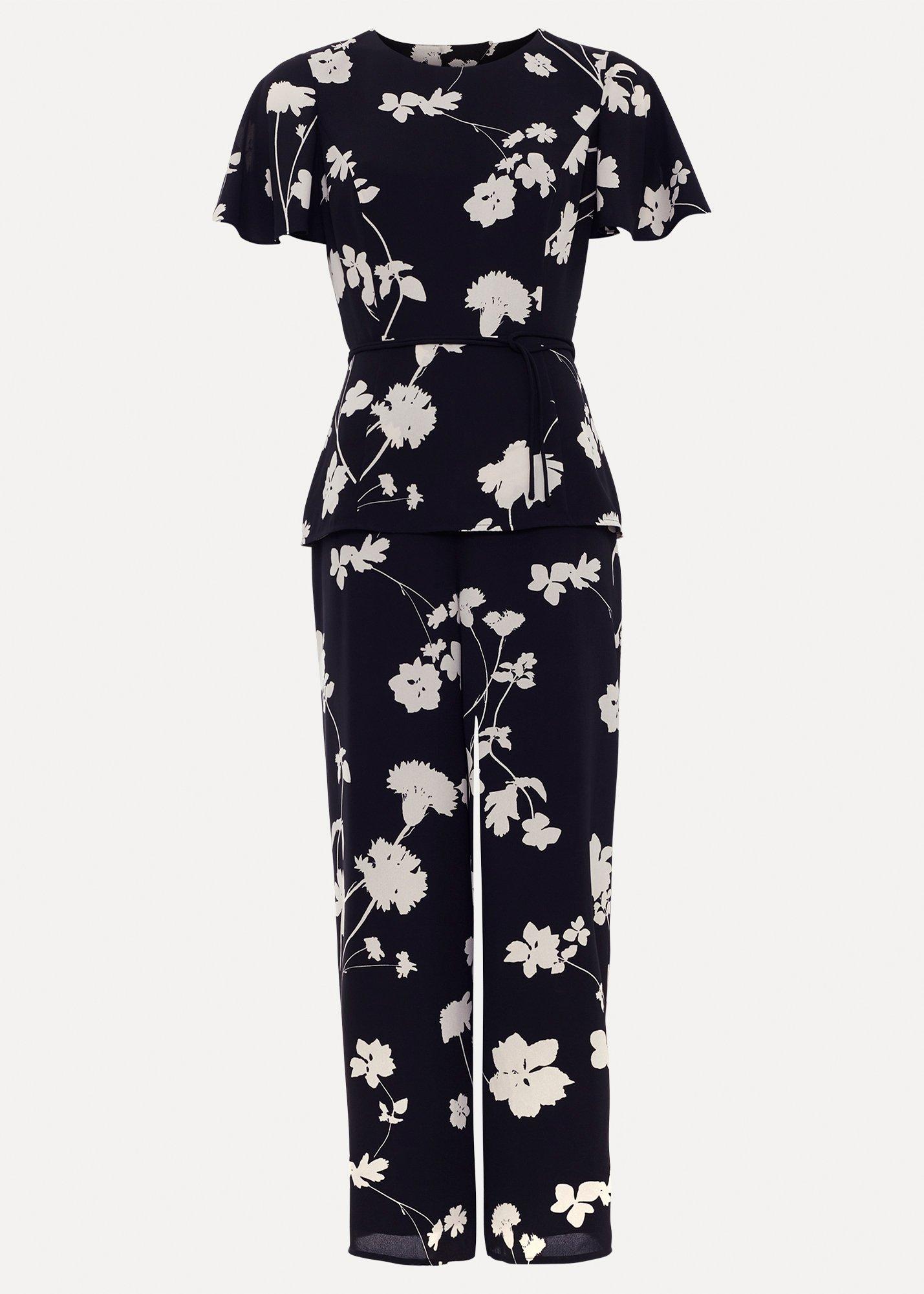 Petite Jolie Black Floral Peplum Jumpsuit