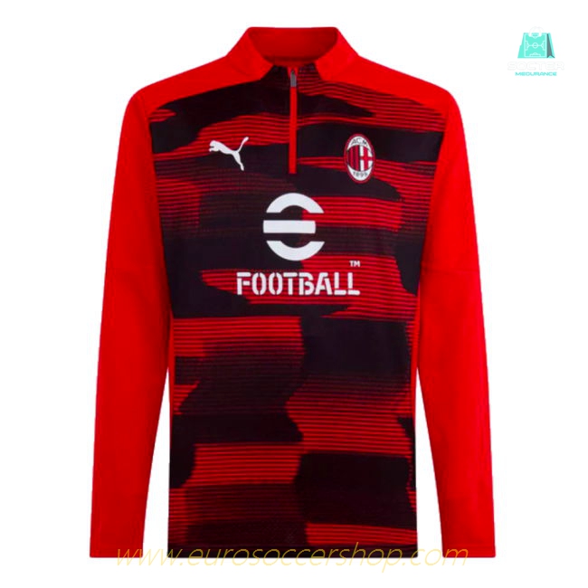 2024-2025 AC Milan Prematch 1/4 Zip Top (Red)