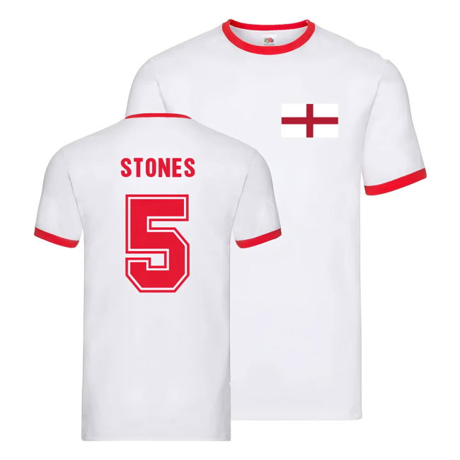 Official England Ringer T-Shirt Replica Jersey Athletic