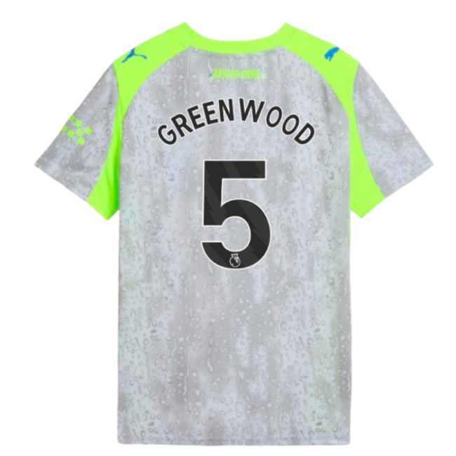 Official 2025-2026 Man City Third Shirt (kids) (greenwood 5)