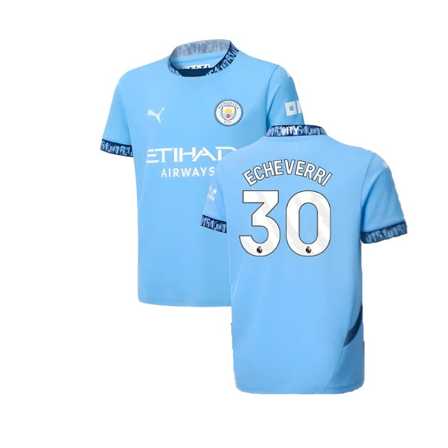 Man City 2024-20 Home Football Kit Echeverri 30 M S Kids