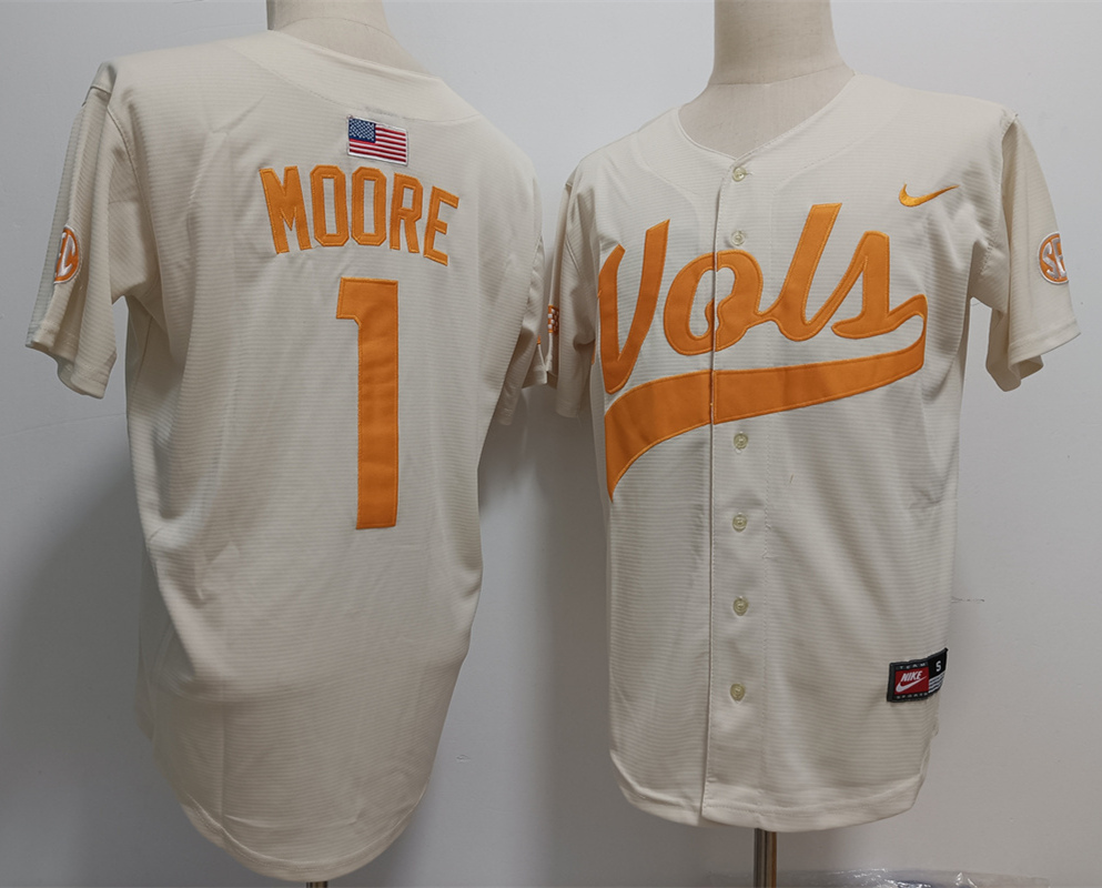 Men's None Christian Moore #1 authentic White 2024 high quality Jersey