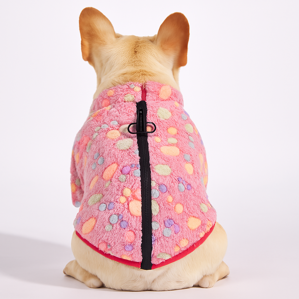 French Bulldog Winter Jacket – Cozy Fleece Sweater with Paw Print Design