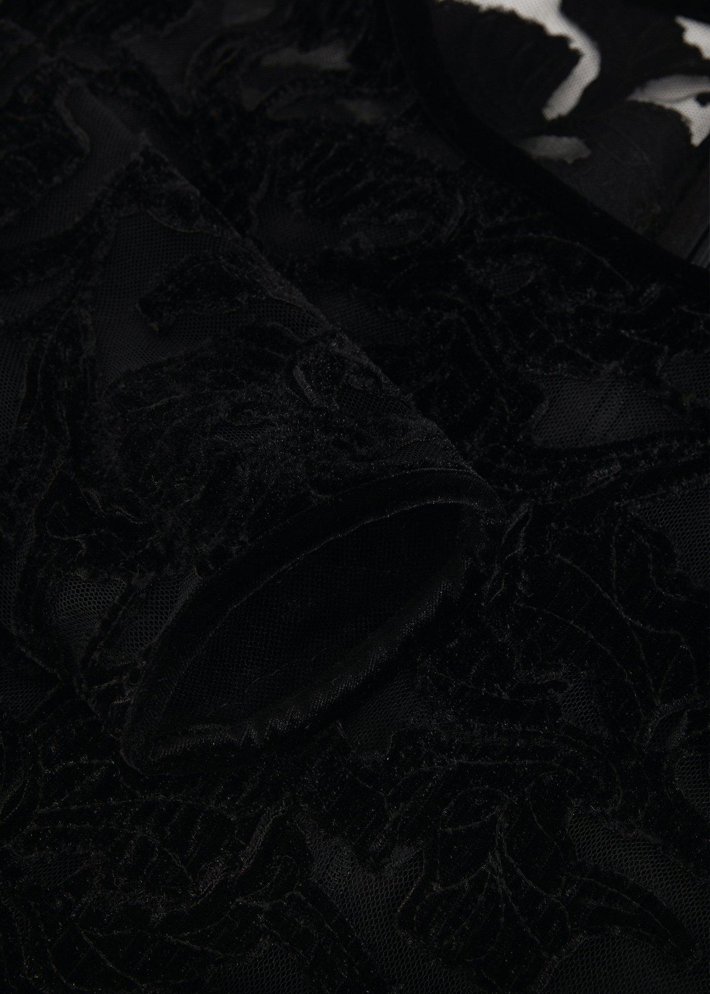 Viktoria Black Applique Velvet Midi Dress