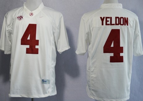 Men's Bama Crimson Tide White 2014 game jersey White Limited #4