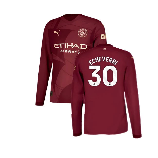 Authentic Design Football Man City Third Long Sleeve Authentic Shi...