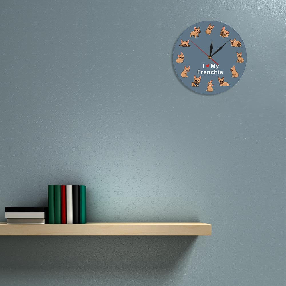 Durable Frenchie-Fan I Love My Frenchie - Wall Clock for Pet Enthusiasts