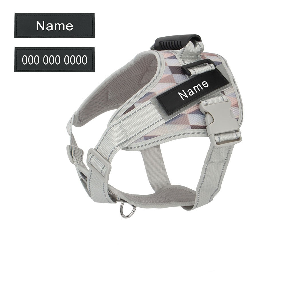Frenchie Personalized Reflective Adjustable Harness Dog Supplies