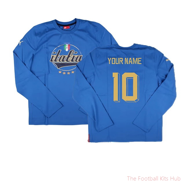 2022-2023 Italy LS Graphic Tee (Blue) (Your Name)
