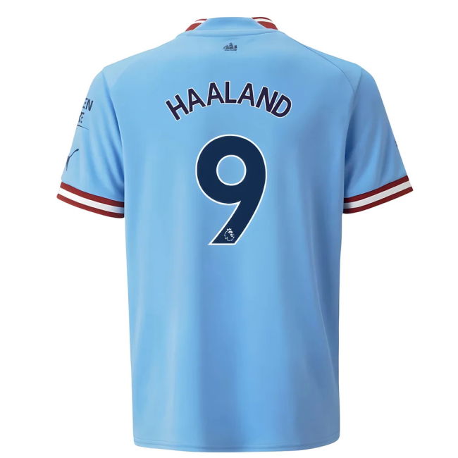 Football Man City Home Shirt Kids Haaland #9 Authentic Design Ferv...