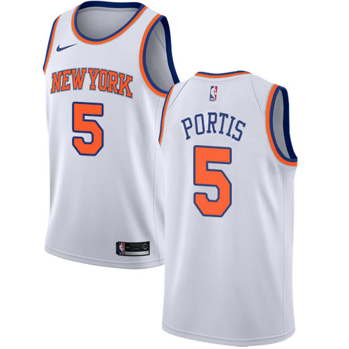White Nike York Knicks #5 Trail Blazers Jersey - Mesh Fabric