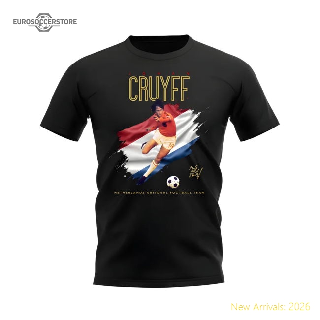 Johann Cruyff Holland Image T-Shirt (Black)