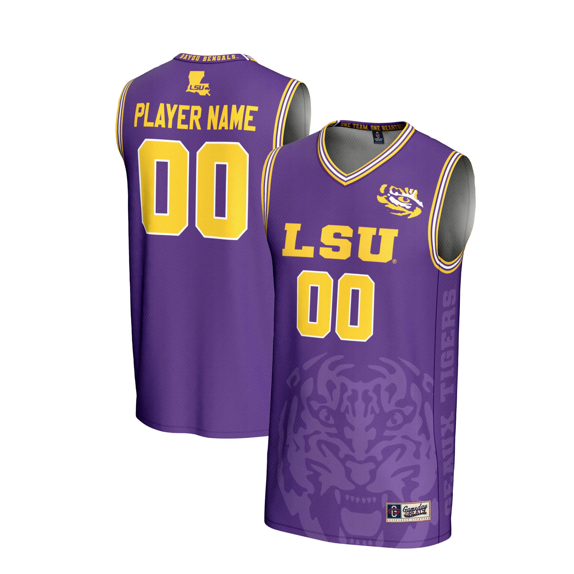 LSU Tigers GameDay Greats NIL Pick-A-Player Men's Basketball Icon Print Lightweight Jersey - Purple