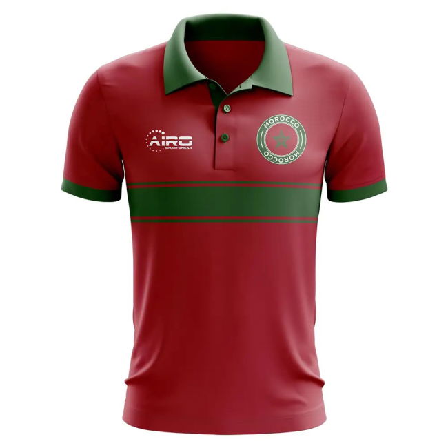 World-Class Exclusive-Design Morocco Concept Stripe Polo Shirt (Red)