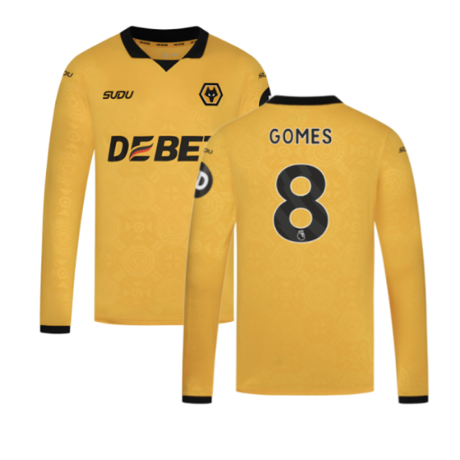 2025-2026 Wolves Long Sleeve Home Shirt (Gomes 8) | Game Day