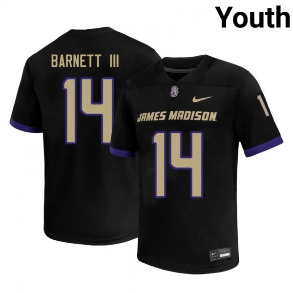 Youth James Madison Dukes #14 Alonza Barnett III Black Stitch Jersey