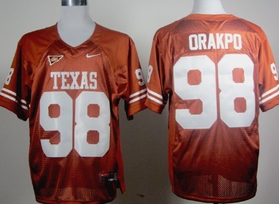 Men's UT Longhorns #98 Brian Orakpo Orange 2024 embroidered away